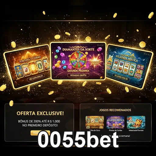 Máquina de slots com símbolos coloridos de jogos populares na 0055bet